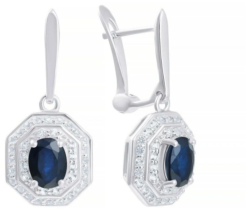 Серьги из серебра с корундами 6110002043204 Серьги (Ag 925)