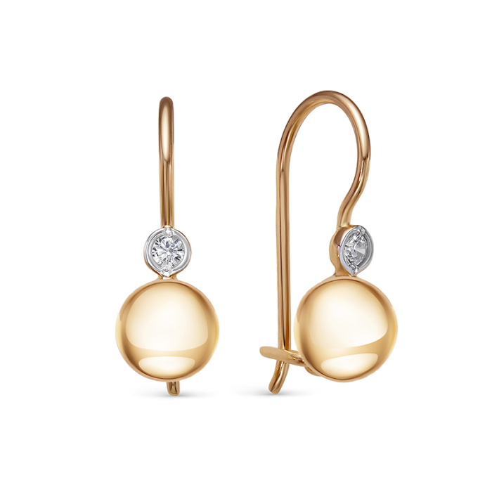Серьги из золота с фианитами детские 1200227 Серьги (Au 585)