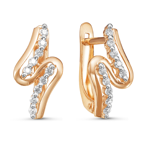 Серьги из золота с фианитами 124849 Серьги (Au 585)