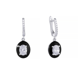 Серьги из серебра с эмалью и кубическими циркониями 2600006026804 Серьги (Ag 925)