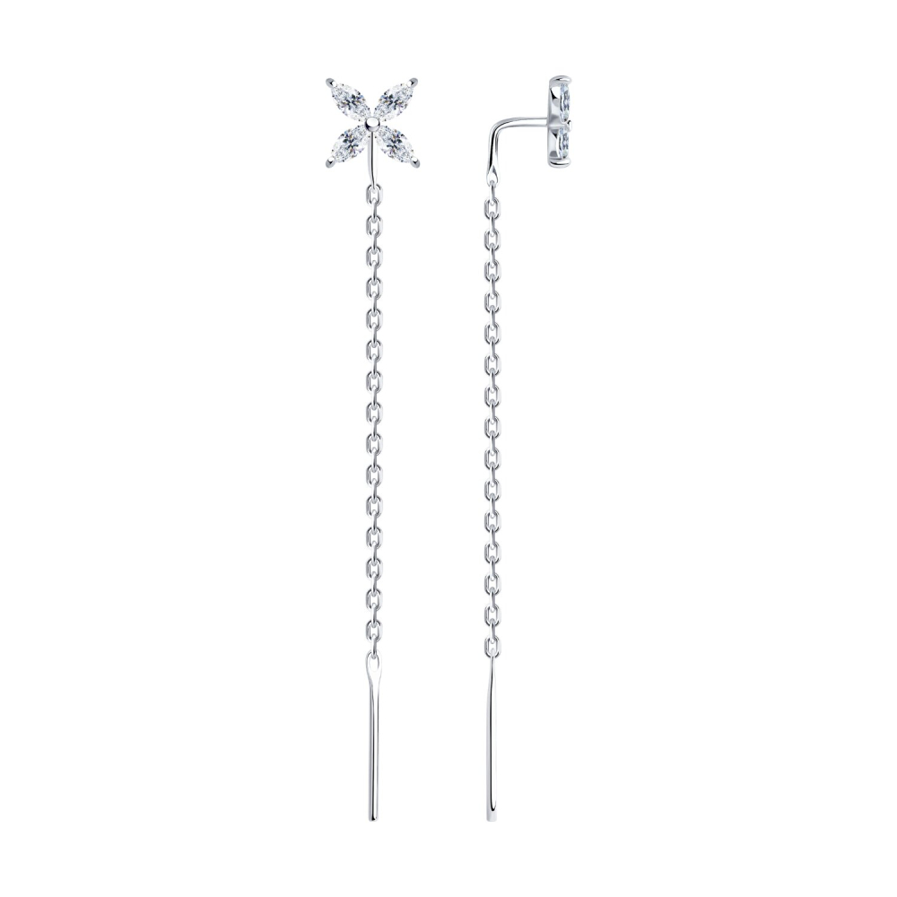 Серьги из серебра с фианитами  94025995 Серьги (Ag 925)