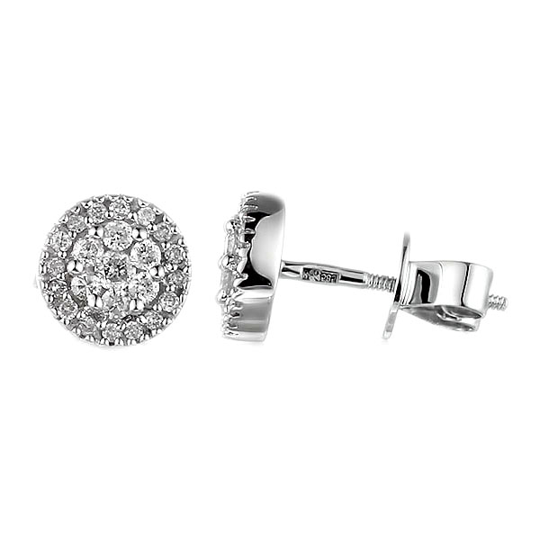 Серьги из белого золота c бриллиантами 04200421217 Серьги пусеты (Au 585)