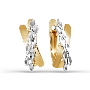 Серьги из золота с алмазной гранью  220833 Серьги (Au 585)