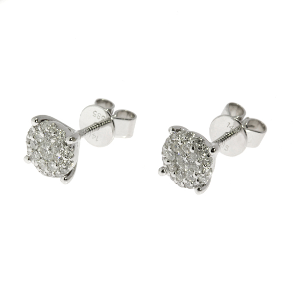 Серьги из белого золота c бриллиантами 04200311363 Серьги пусеты (Au 585)
