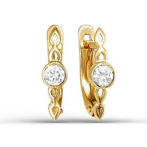 Серьги из золота с фианитами 124290 Серьги (Au 585)