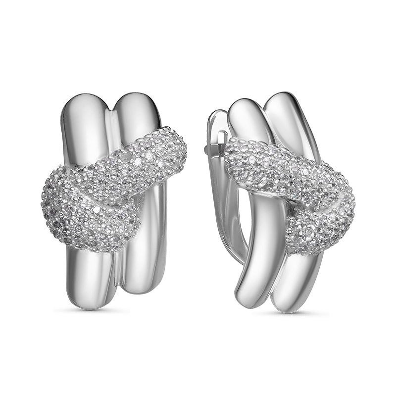 Серьги из серебра c фианитами с127409 Серьги (Ag 925)
