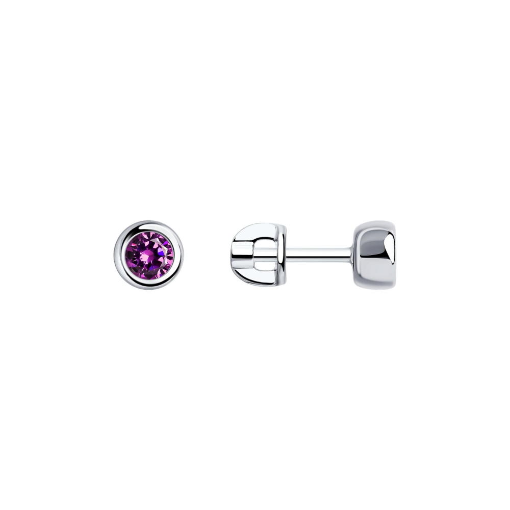 Серьги пусеты из серебра с фианитами 94022236 Серьги (Ag 925)
