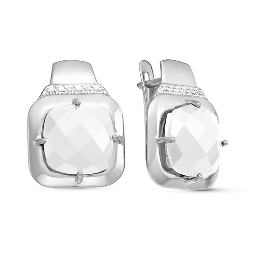 Серьги из серебра с агатом и фианитами с322754 Серьги (Ag 925)