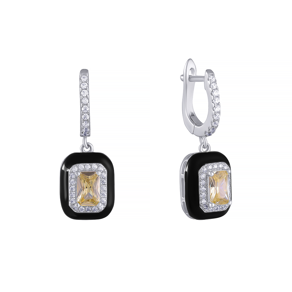 Серьги из серебра с кубическим цирконием и эмалью 2600006028803 Серьги (Ag 925)