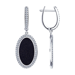 Серьги из серебра с авантюринами и фианитами 83020057 Серьги (Ag 925)