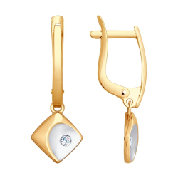 Серьги из золота с фианитами длинные 027865 Серьги (Au 585)