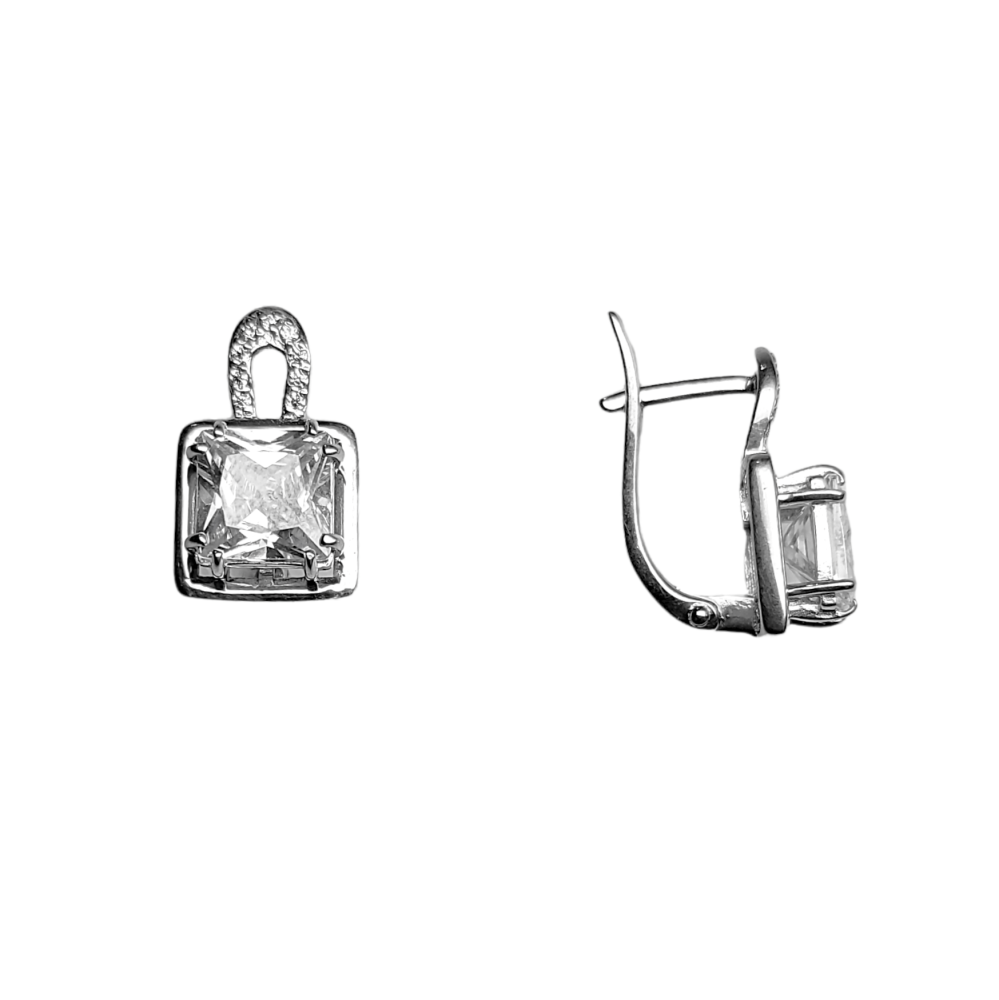 Серьги из серебра с горным хрусталем и фианитами  00386-231 Серьги (Ag 925)