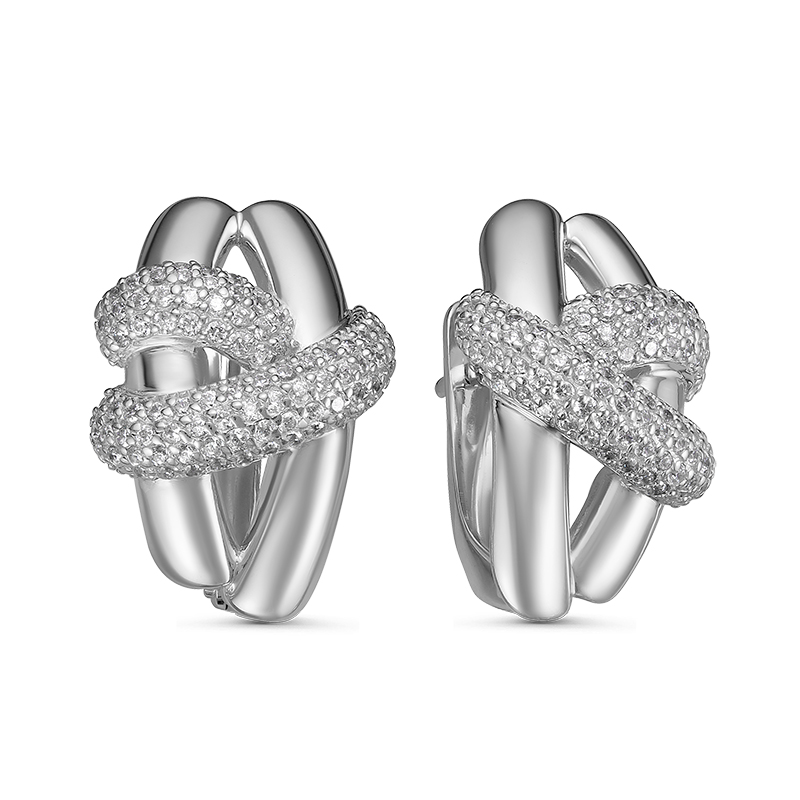 Серьги из серебра с фианитами  с127412 Серьги (Ag 925)