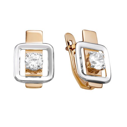 Серьги из золота с фианитами 128903 Серьги (Au 585)