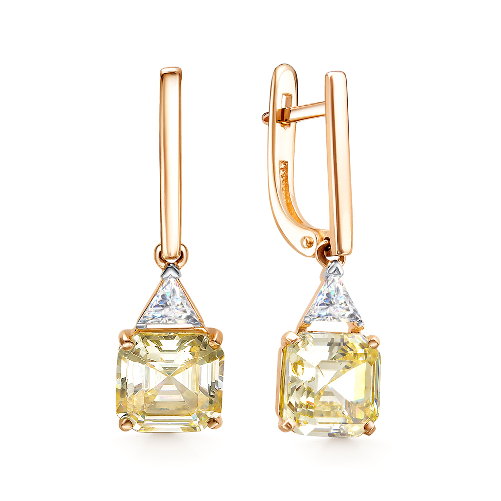 Серьги из золота с аметистами и фианитами 21805488 Серьги (Au 585)