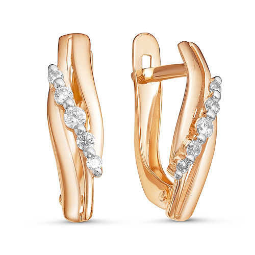 Серьги из золота с фианитами 124867 Серьги (Au 585)