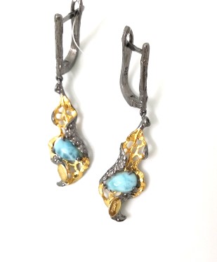 Серьги из серебра с ларимаром 16С121337 Серьги (Ag 925)