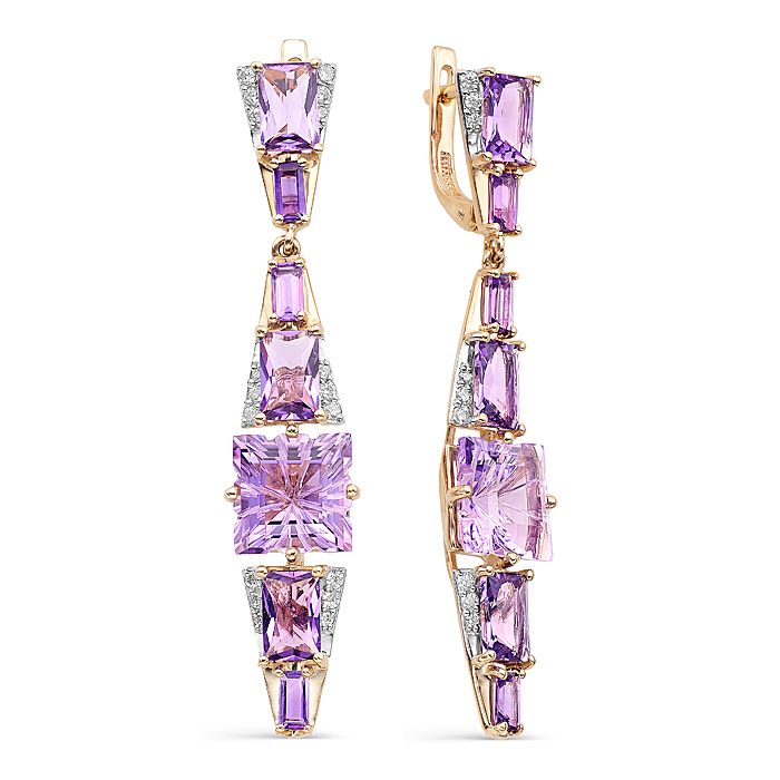 Серьги из золота с аметистами С122-2409Ам Серьги (Au 585)