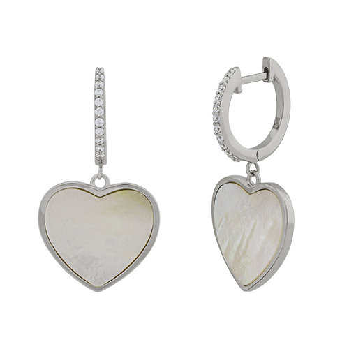 Серьги длинные из серебра с перламутром E7999 Серьги (Ag 925)