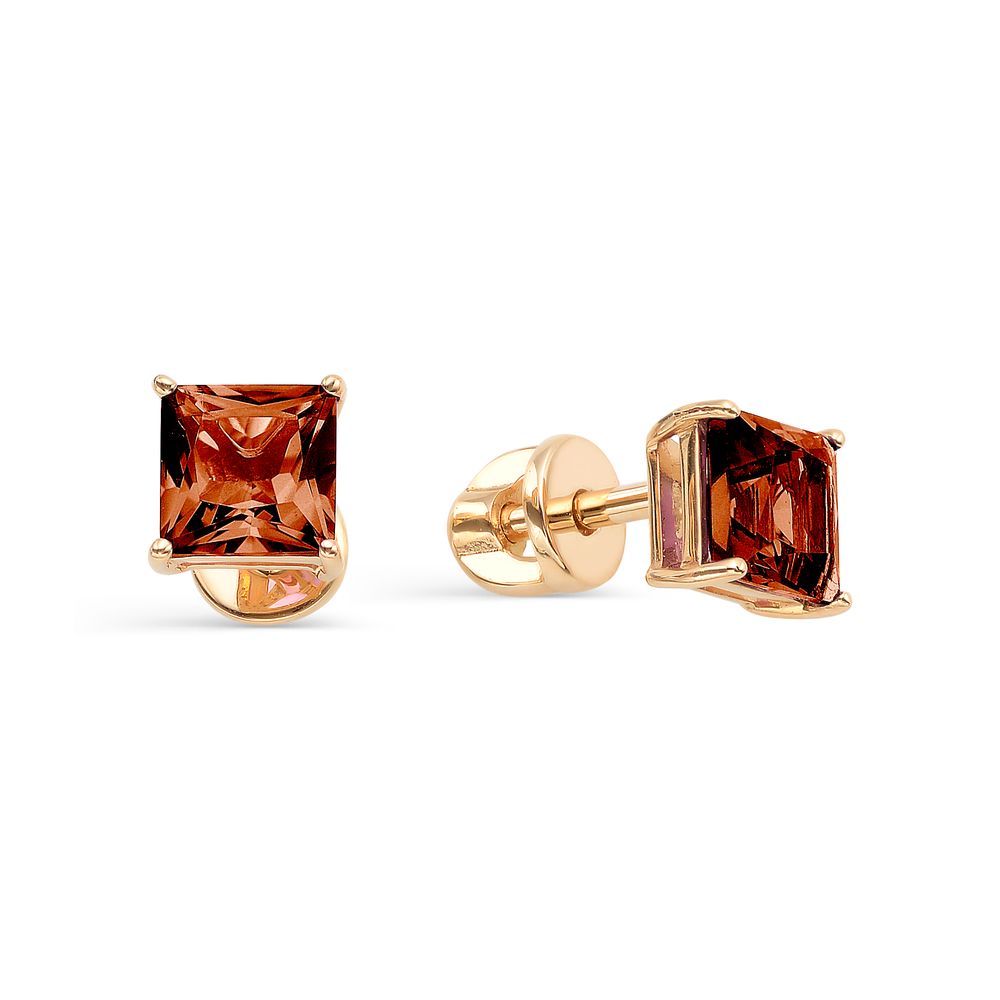 Серьги из золота с гранатами С120-2414Гр Серьги пусеты (Au 585)