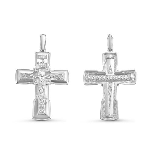 Крест из серебра с фианитами с080439 Крест (Ag 925)