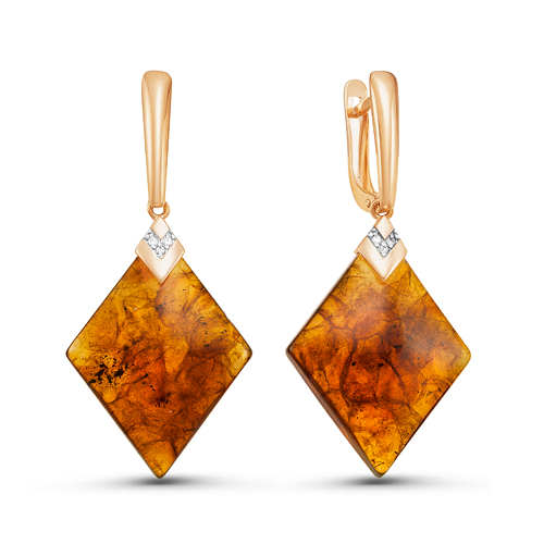 Серьги из золота с янтарем 323220 Серьги (Au 585)