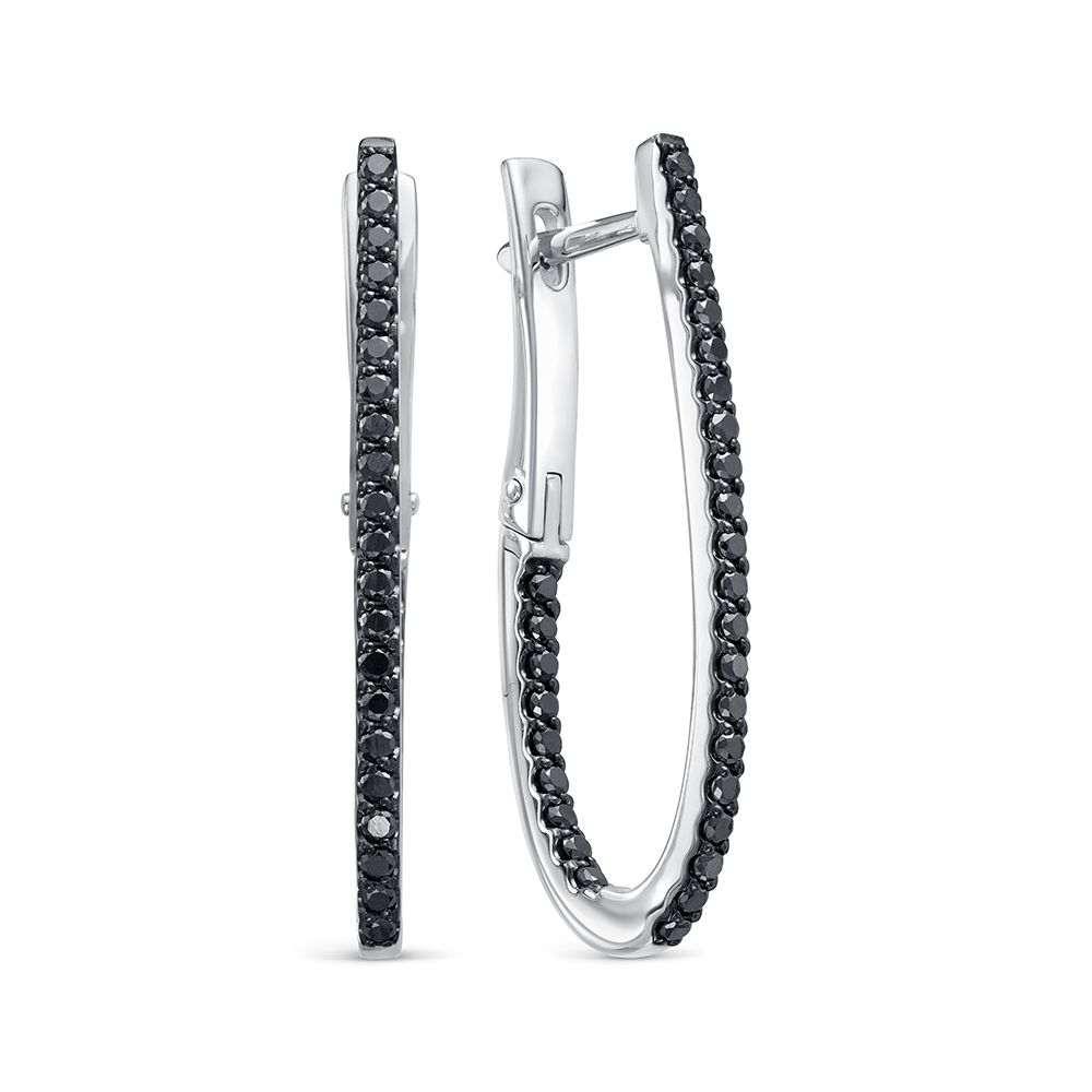 Серьги из белого золота с черными бриллиантами 3540-20901 Серьги (Au 585)