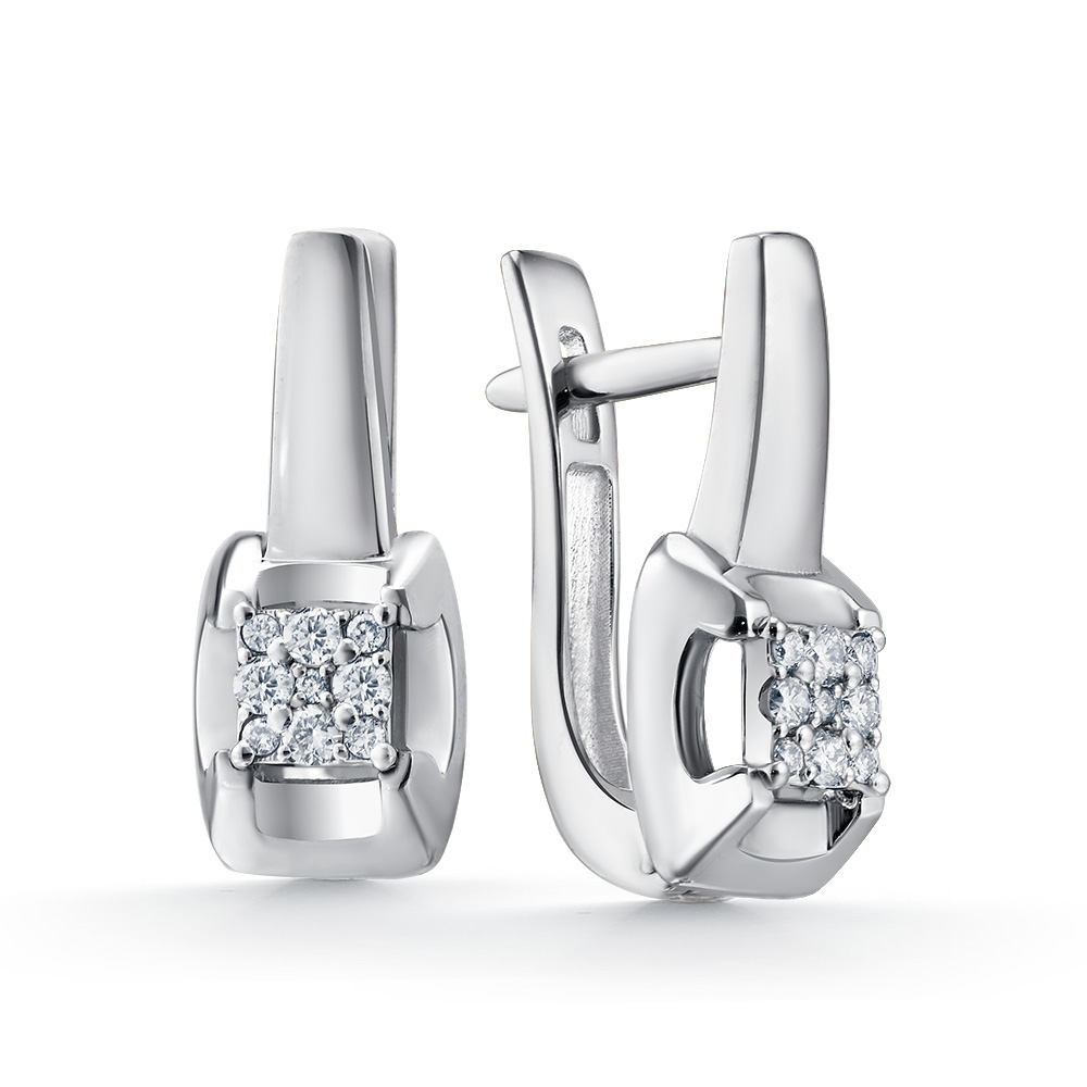 Серьги из белого золота с бриллиантами 67-220-100 Серьги (Au 585)