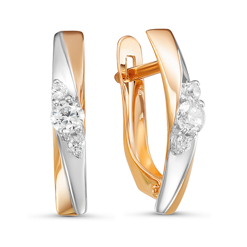 Серьги из золота с фианитами 127059 Серьги (Au 585)