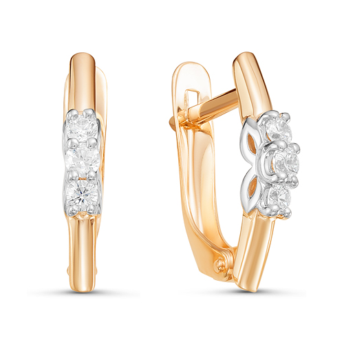 Серьги из золота с фианитами 126263 Серьги (Au 585)