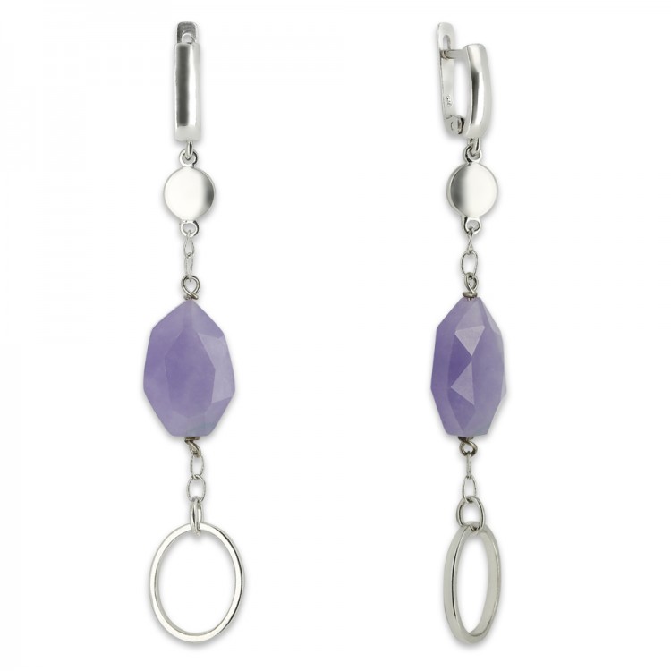Серьги из серебра с жадеитами СИ-R2LB85BD Серьги (Ag 925)
