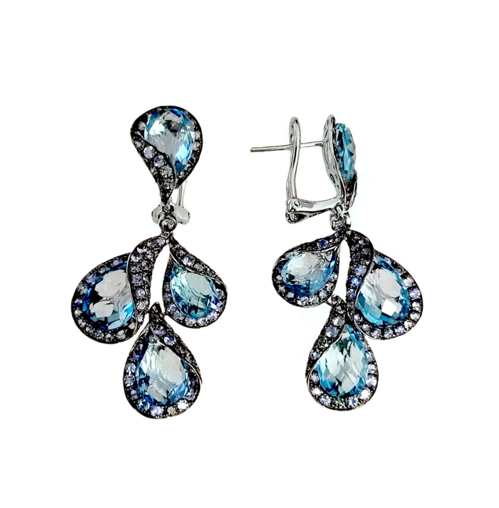 Серьги длинные с сапфирами и топазами 23200050005 Серьги (Au 585)