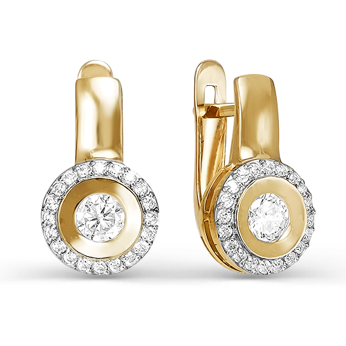 Серьги из золота с фианитами 125172 Серьги (Au 585)