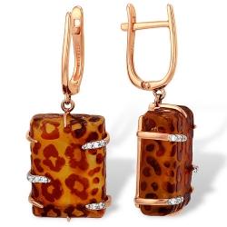 Серьги из золота с янтарем 21801380 Серьги (Au 585)