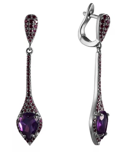 Серьги из серебра с аметистами 3770004057702 Серьги (Ag 925)