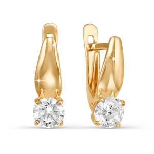 Серьги из золота с фианитами детские 122978 Серьги (Au 585)
