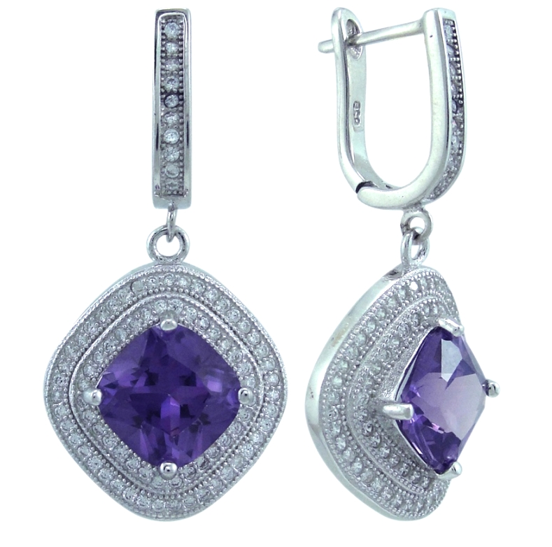 Серьги из серебра с александритами 2405937663 Серьги (Ag 925)