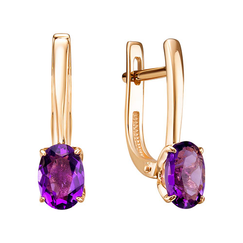 Серьги из золота с аметистами С124-7027Ам Серьги (Au 585)
