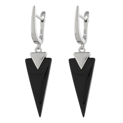 Серьги из серебра  с ониксами SE1639 Серьги (Ag 925)