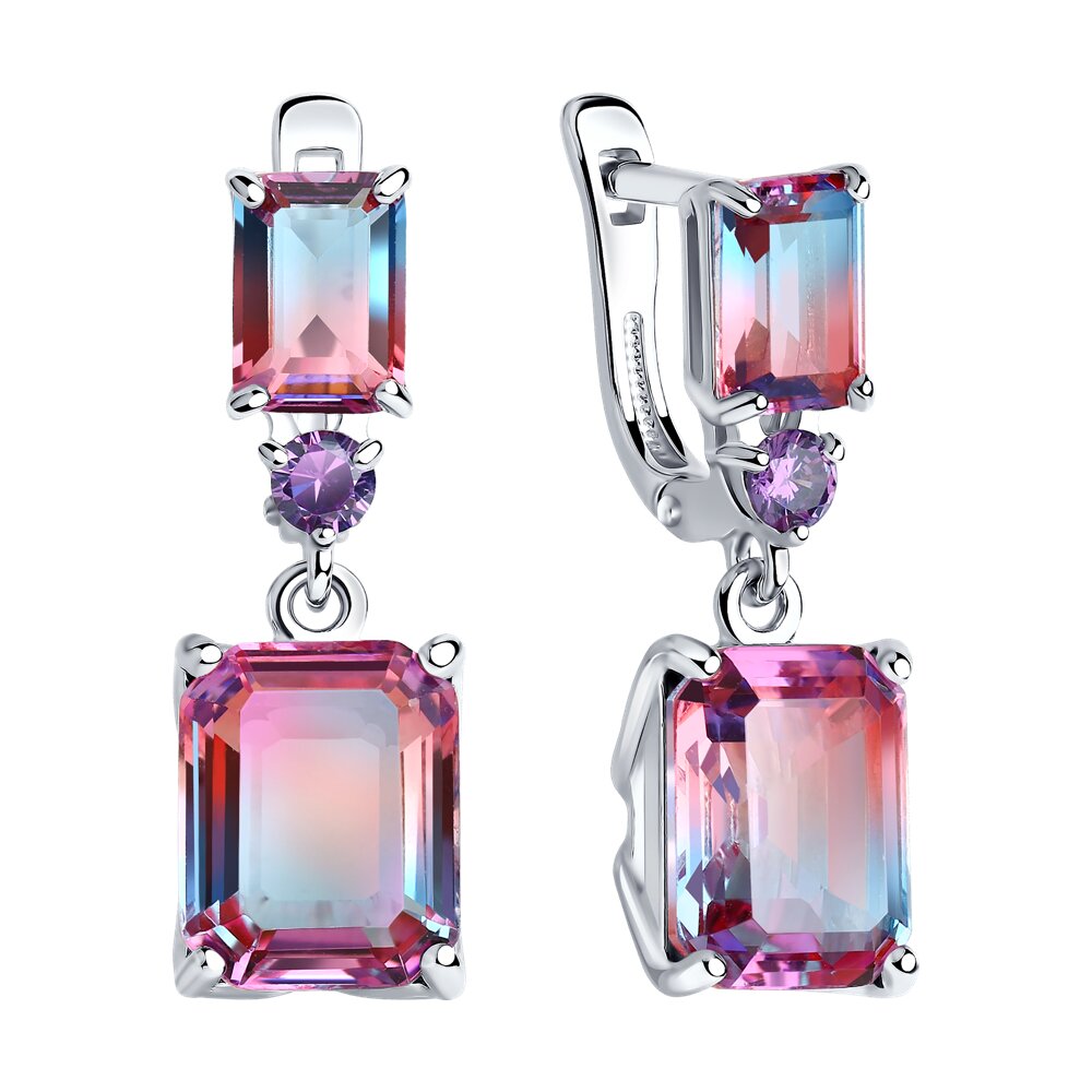 Серьги из серебра с ситаллами 92021949 Серьги (Ag 925)
