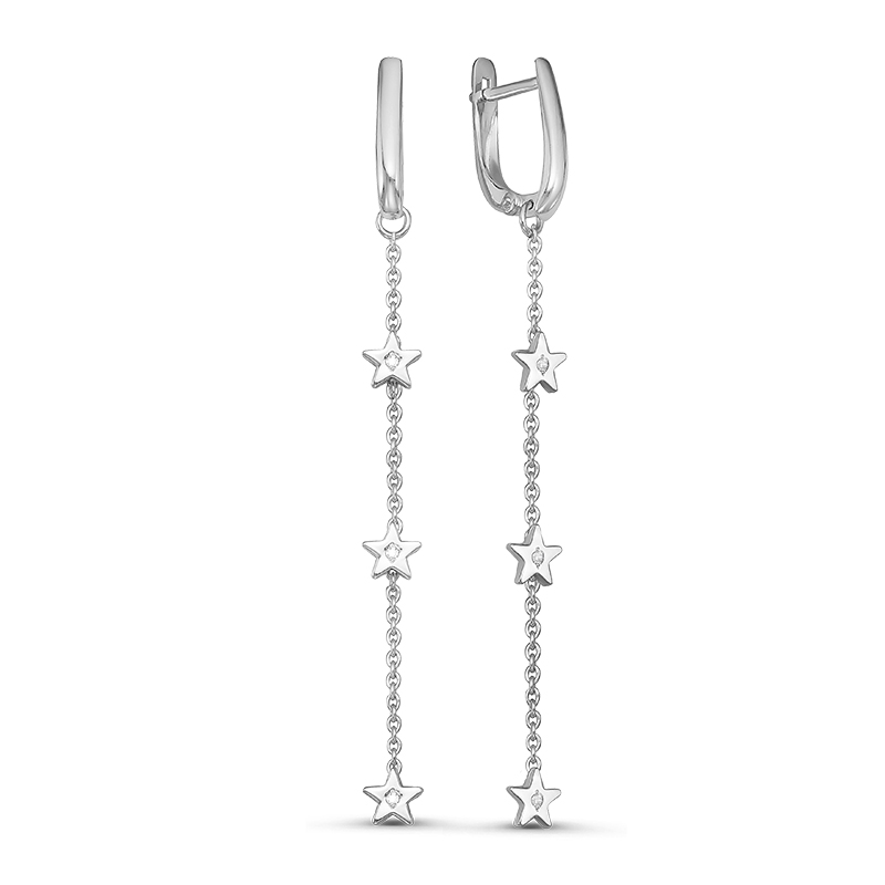 Серьги из серебра с фианитами  с127167 Серьги (Ag 925)