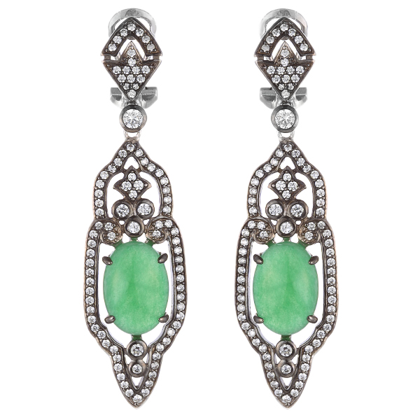 Серьги из серебра с агатом 0160009135206 Серьги (Ag 925)