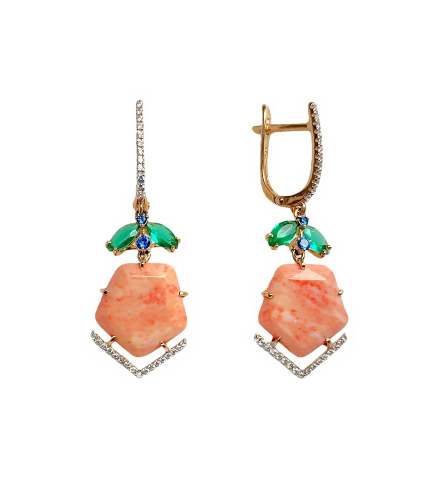 Серьги из золота с кораллом 21801443 Серьги (Au 585)
