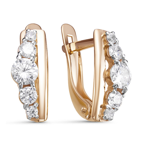 Серьги из золота с фианитами 128621 Серьги (Au 585)