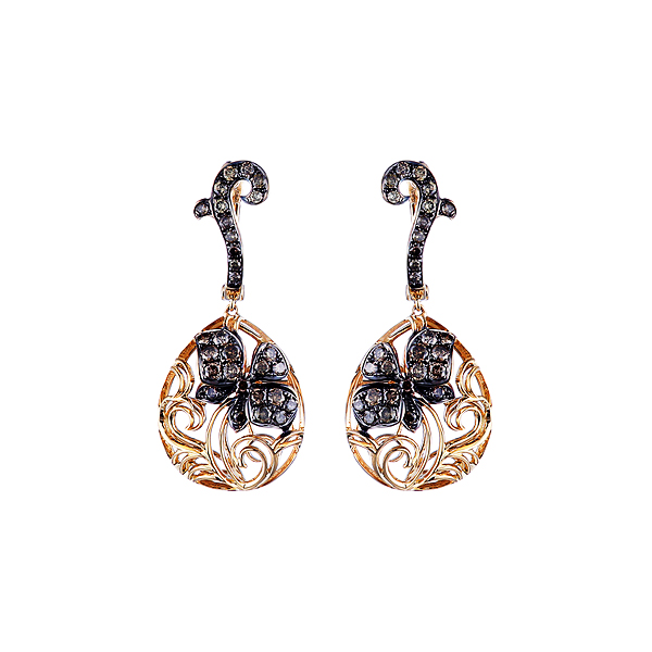 Серьги из желтого золота с бриллиантами 02600351650 Серьги (Au 585)