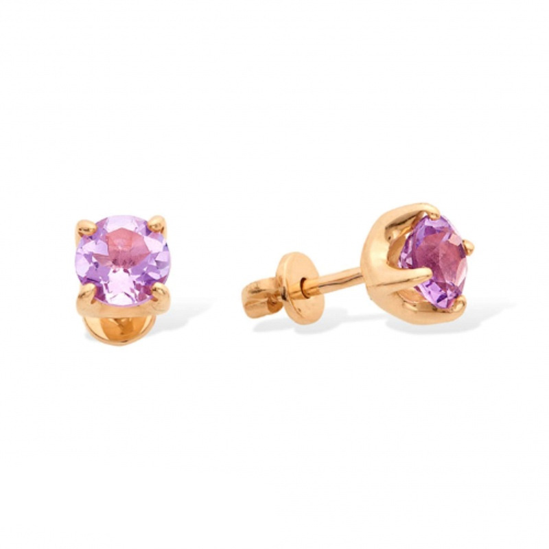 Серьги из золота с аметистами С120-620Ам Серьги пусеты (Au 585)