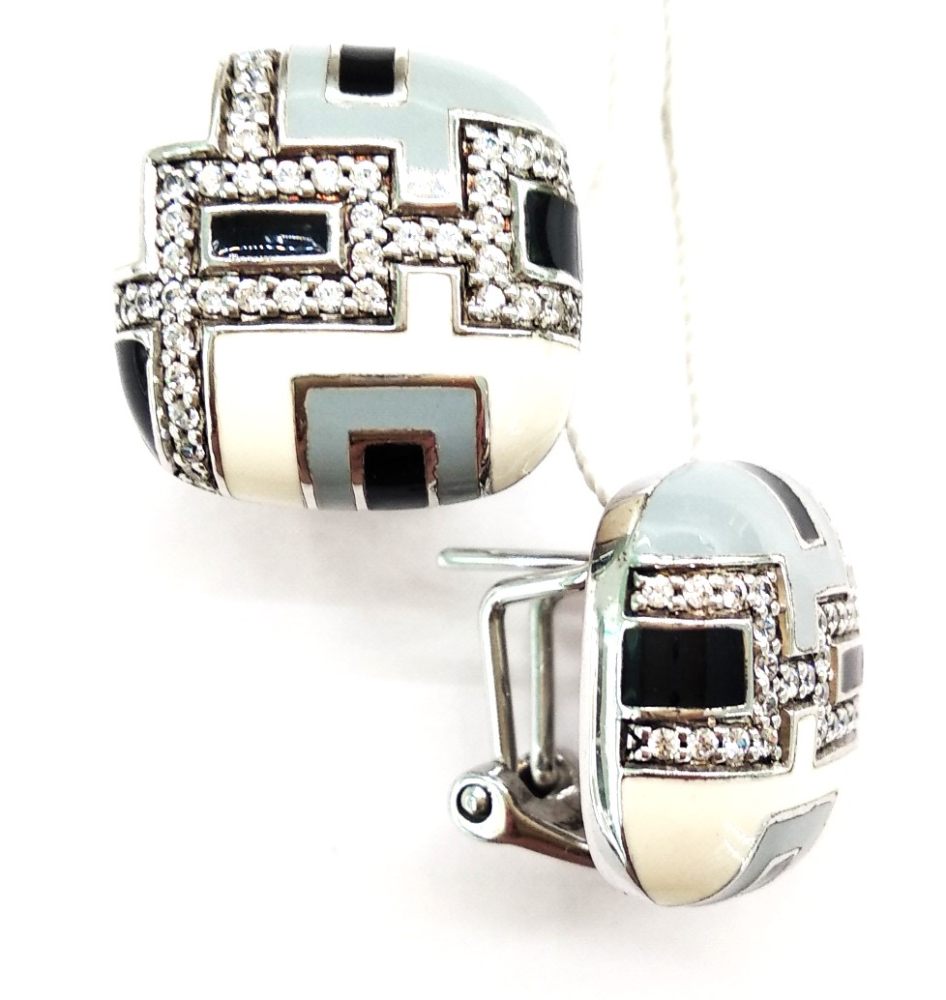 Серьги из серебра с эмалью и фианитами EGF19680-3 Серьги (Ag 925)