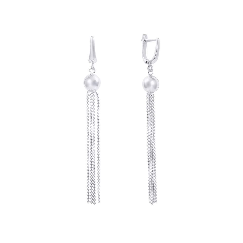 Серьги из серебра длинные 2240003040007 Серьги (Ag 925)