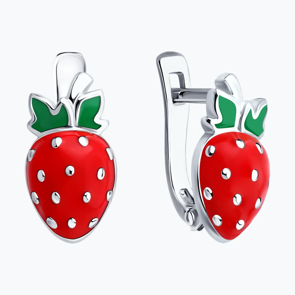 Серьги из серебра с эмалью детские 94027078 Серьги (Ag 925)