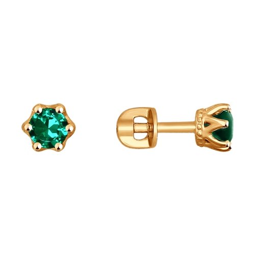 Серьги из золота с фианитами 027631 Серьги пусеты (Au 585)